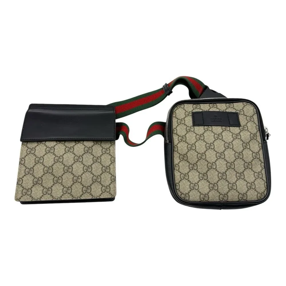 Gucci GG Supreme Monogram Web Belt Double Bag